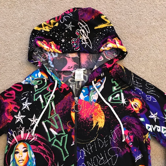 NYC Urban Graffiti Hoodie Jacket Women Size Small Black Multi Color Rap Soul Hip - Picture 7 of 10